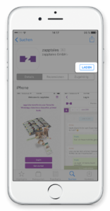 Schritt 1 bei der zapptales app. App Download.