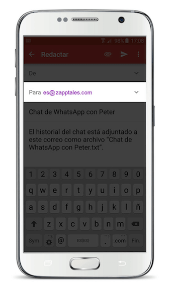 Exportar WhatsApp Android Paso 3