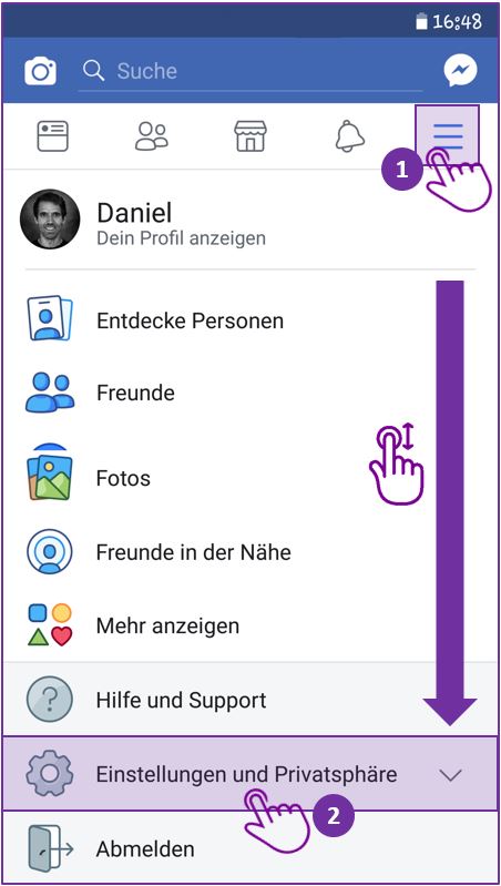 Facebook Messenger Chat speichern - Schritt 1 auf dem Smartphone