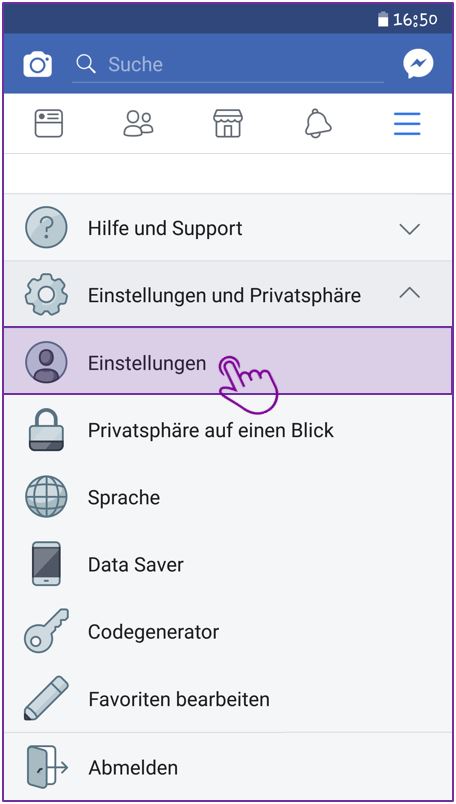 Facebook Messenger Chat speichern - Schritt 2 auf dem Smartphone