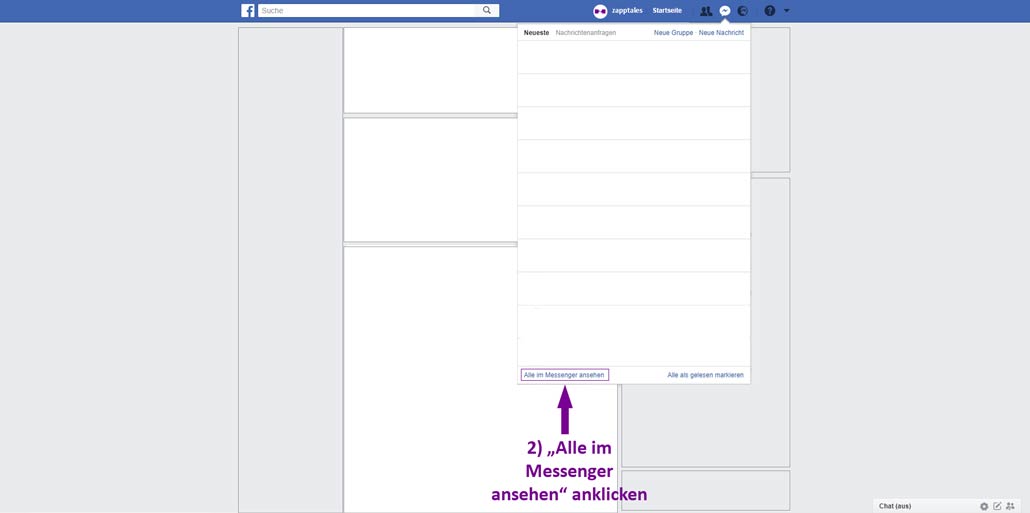 Facebook Nachrichten löschen - 2 Schritt auf Desktop