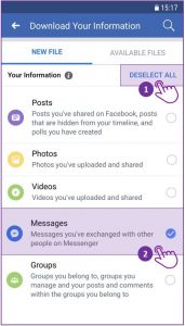 export facebook messenger chat history