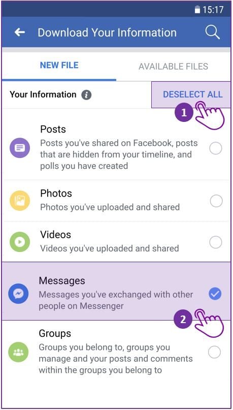 Facebook Messenger history download on mobile step 4