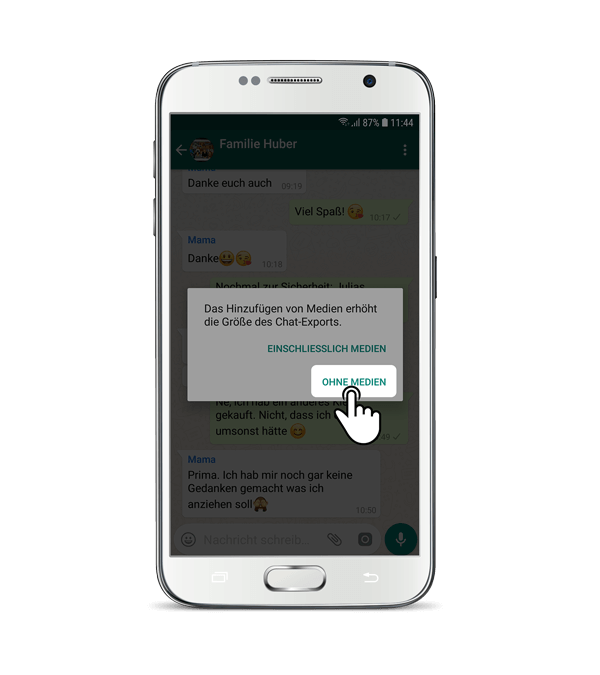 WhatsApp Chat exportieren mit Android