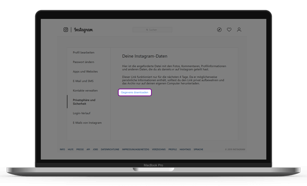 Gegevens downloaden van Instagram