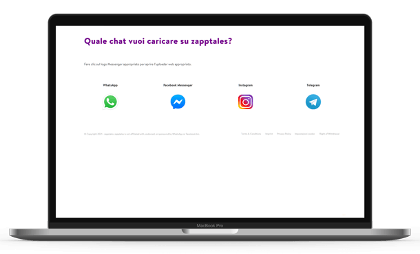Carica chat con zapptales Web uploader