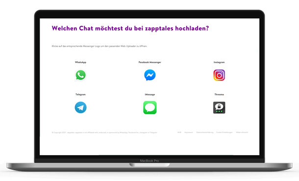 Chat bei zapptales hochladen