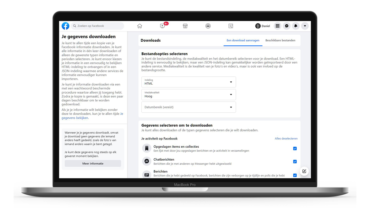 Facebook Messenger tutorial - Je gegevens downloaden