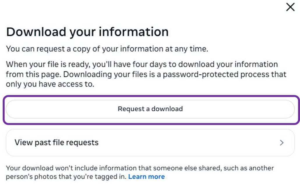 Instagram_Account_Center_Download_EN_3 Select request a download