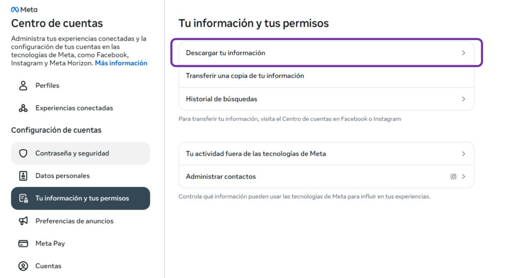 Seleccione su información