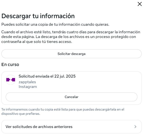 Descargar solicitado
