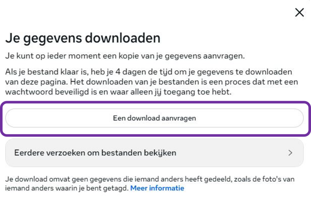Instagram_Account_Center_Download_NL_3 Een download aanvragen