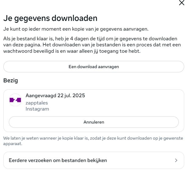 Instagram_Account_Center_Download_NL_8 Aanvraag wordt verwerkt