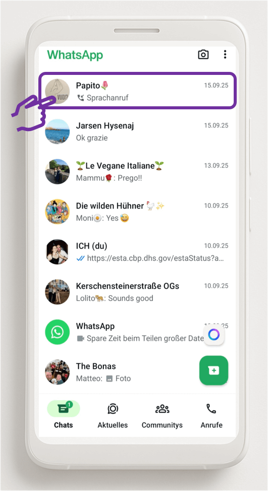 Schritt 1 Chat auswählen