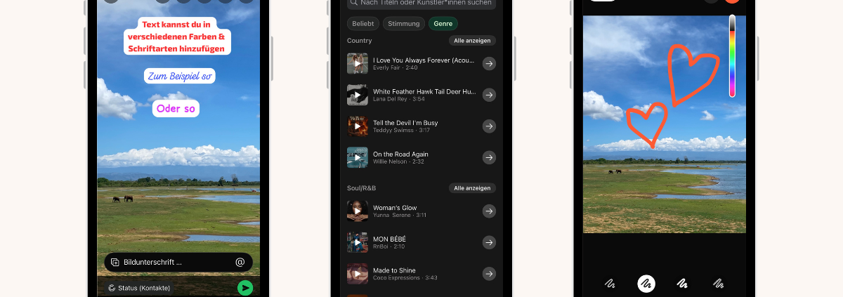 Funktionen, um einen WhatsApp-Status zu erstellen